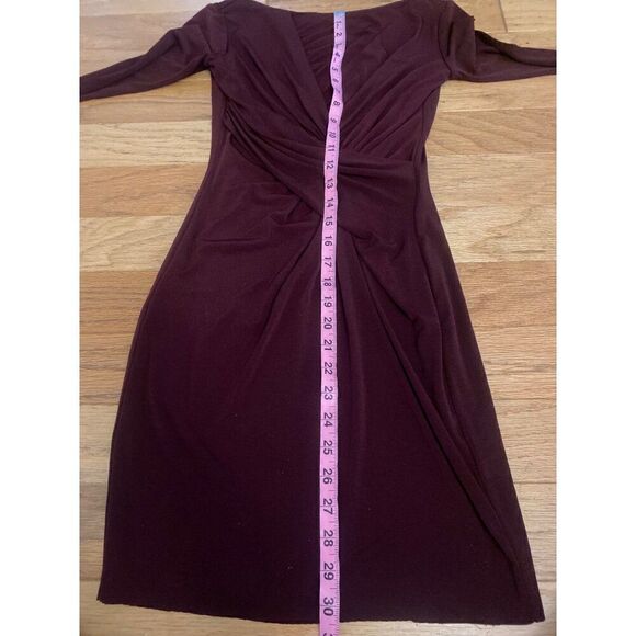 Bailey 44 Anthropologie womens Chic Burgundy Long Sleeve Ruched Bodycon Dress xs - Picture 6 of 9